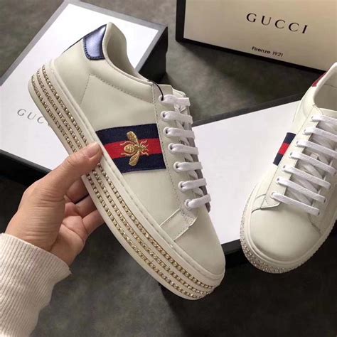 white gucci shoes with gems|gucci crystal shoes.